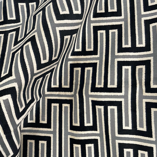 CARLYLE - MURIEL, GEOMETRIC PATTERN CUT VELVET UPHOLSTERY FABRIC