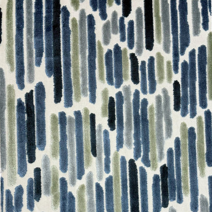 CASCADE - HARMONY, GEOMETRIC CUT VELVET UPHOLSTERY FABRIC BY THE YARD