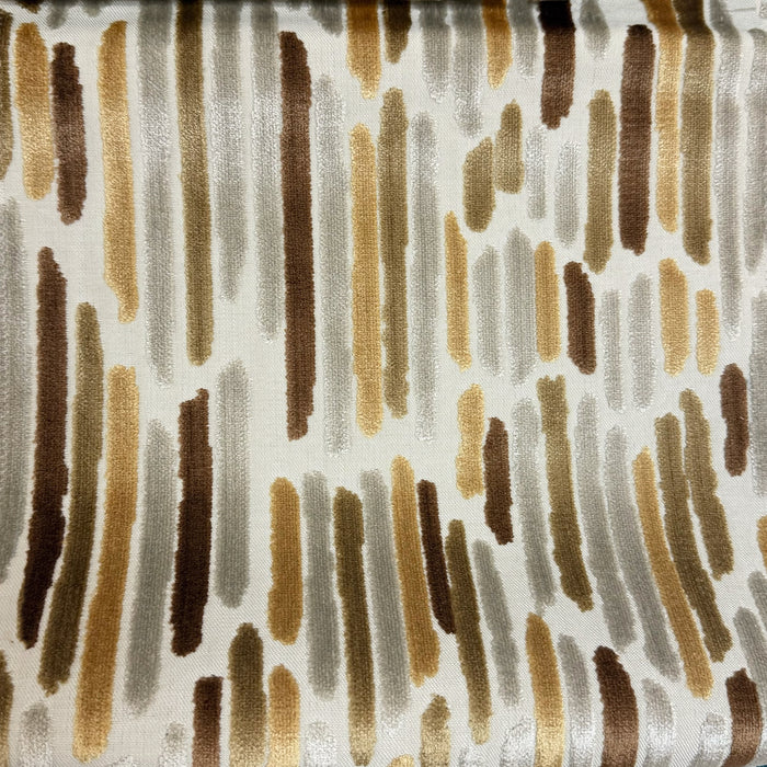CASCADE - HARMONY, GEOMETRIC CUT VELVET UPHOLSTERY FABRIC BY THE YARD
