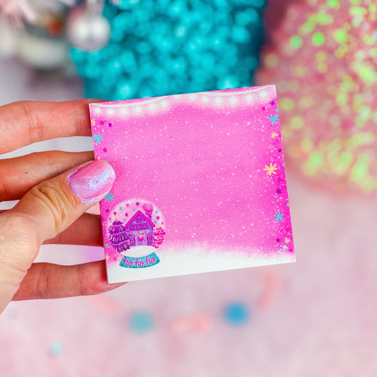 Christmas Bookshop Snow Globe Sticky Notes 3" x 3"