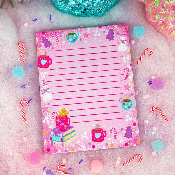 Cozy Gingerbread Book Stack Notepad 4.25" x 5.5"