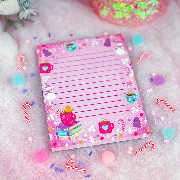 Cozy Gingerbread Book Stack Notepad 4.25" x 5.5"