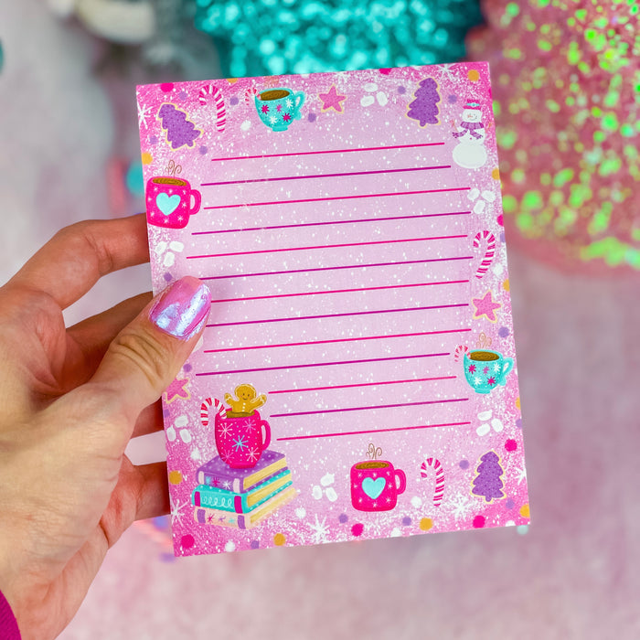 Cozy Gingerbread Book Stack Notepad 4.25" x 5.5"