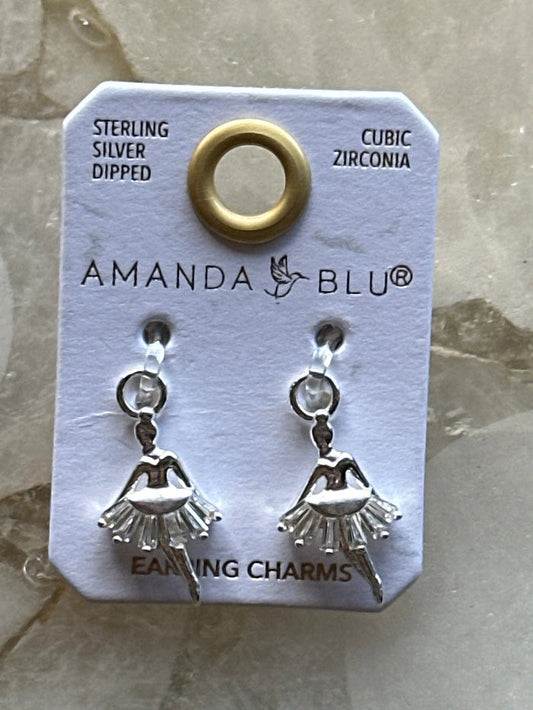 CZ Ballerina Earring Charm Silver Amanda Blu Earrings