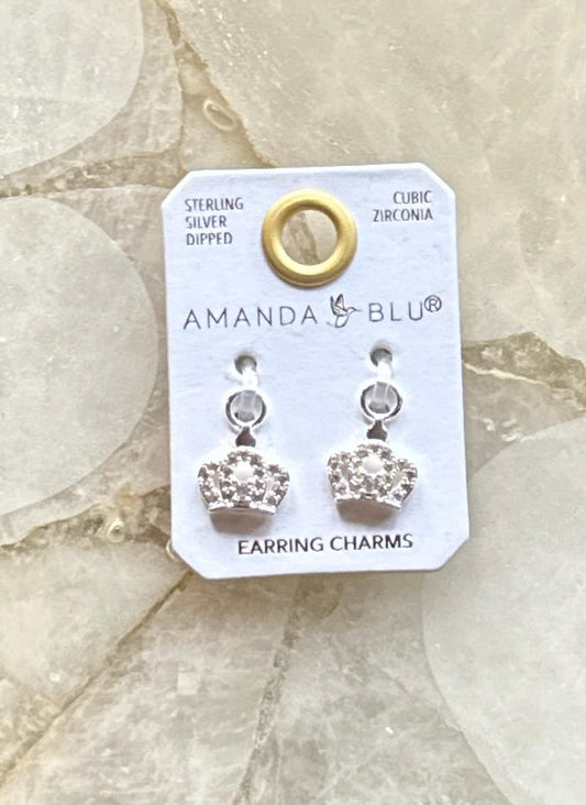 CZ Crown Earring Charm Silver Amanda Blu Earrings