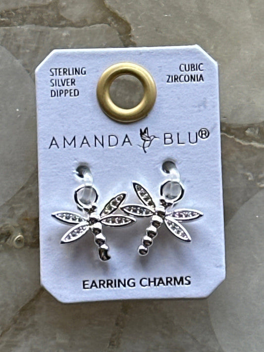 CZ Dragonfly Earring Charm Silver Amanda Blu Earrings