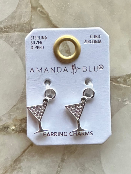 CZ Martini Earring Charm Silver Amanda Blu Earrings