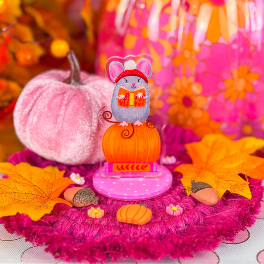 Fall Reading Mouse Acrylic Bookshelf Decor