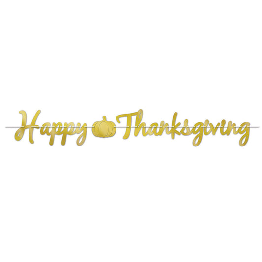 Foil Happy Thanksgiving Streamer Banner 6½" x 5'