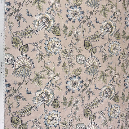 Floral patterned fabric with beige background