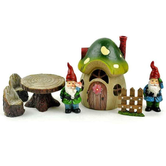 Gnome  Fairy Garden Kit with a Mushroom House
