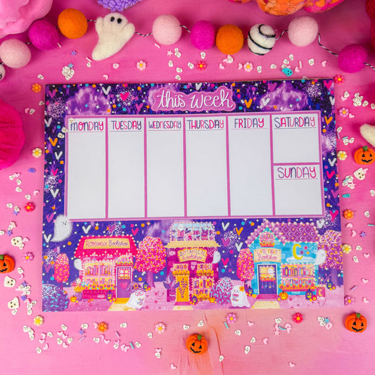 Halloween at Bookshop Avenue® Weekly Planner Notepad