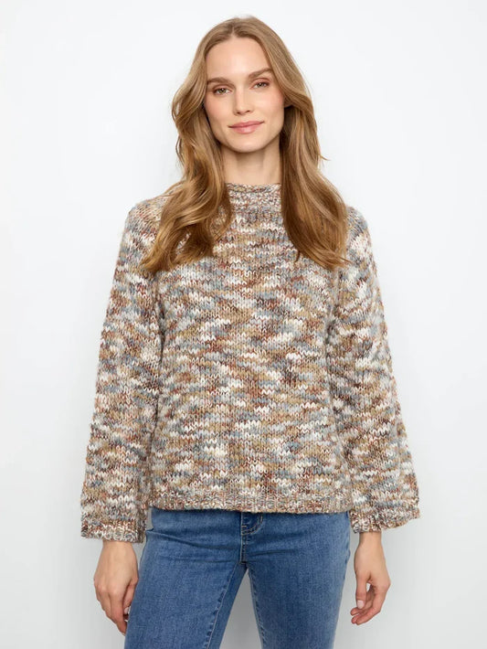 High Neck Space Dyed Knit Sweater, Verveine, Verveine Charlie B Sweater S