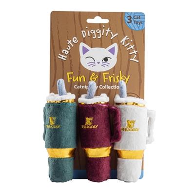 Kitty  Holiday  Snuggly  Cup 3-Pack Organic Catnip Toys (Red, Ivory, Green) OOS