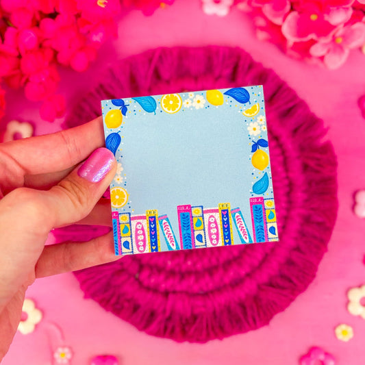 Lemon Book Shelf Sticky Notes 3" x 3"