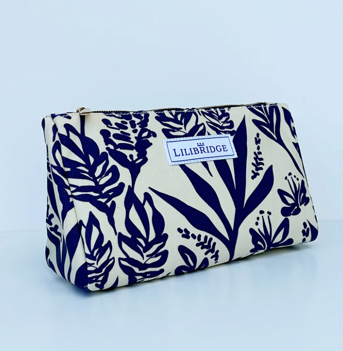 Lilibridge Island Garden Navy Makeup Bag
