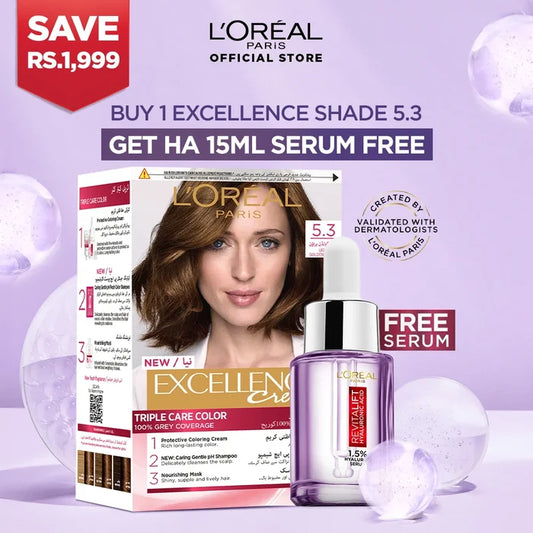 L'Oreal Paris Excellence 5.3 + HA Serum 15ML FREE