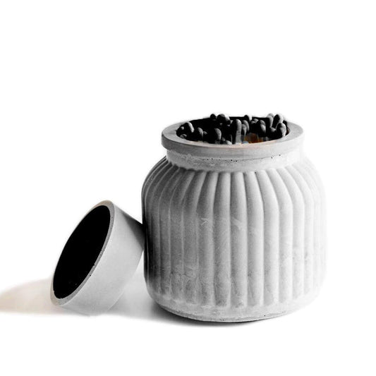 Match Holder - Ribbed Western Style with Lid (Gray) by Tenn Prairie