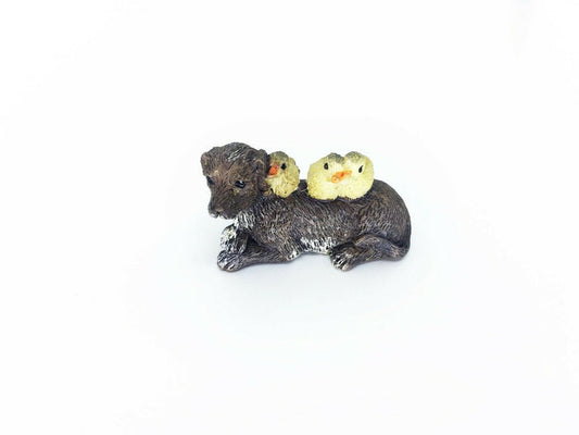 Miniature Dog with Ducks Figurine
