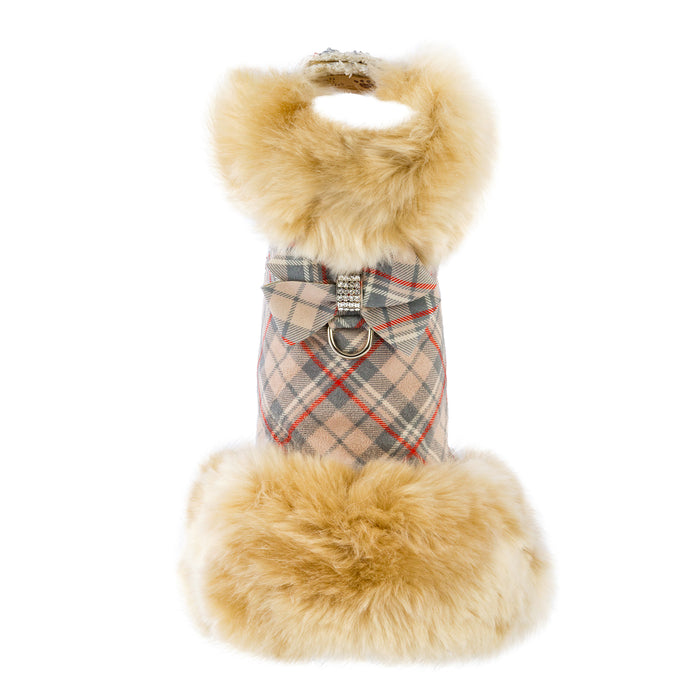 Nouveau Bow Champagne Fox Faux-Fur Dog Coat