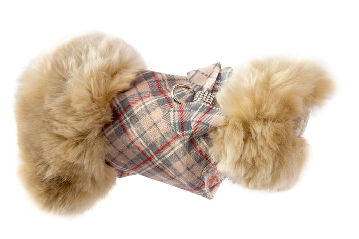 Nouveau Bow Champagne Fox Faux-Fur Dog Coat