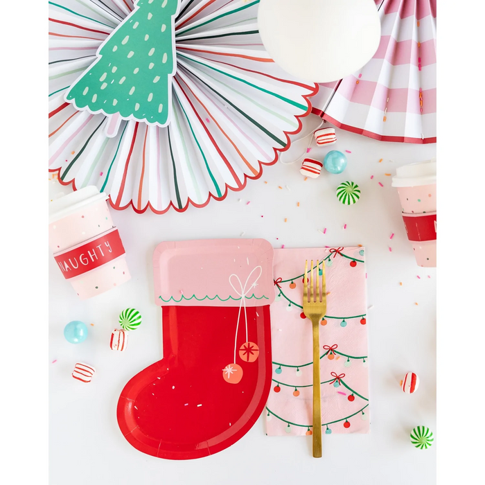 Oui Party Christmas 9" Shaped Stocking Plate (8)