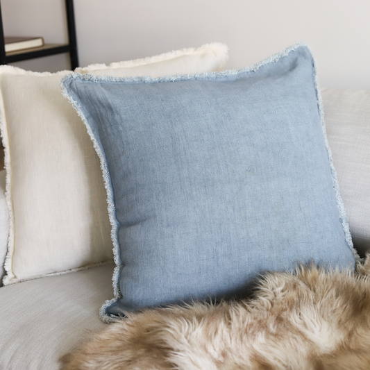 * PILLOW 24" LINEN (BLUE) - Cover Only