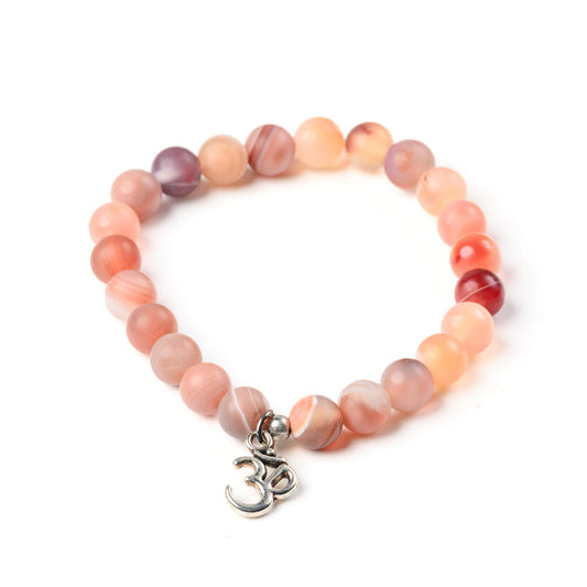 Pink Botswana Agate Bead Bracelet