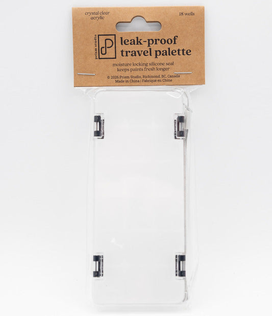 Prism Studio Leak Proof Travel Palette. Double buckles closure, silicone seal, color mixing. Available at Embellish Away in Bowmanville Ontario Canada.
