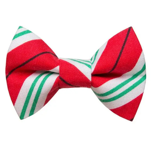 Red White Green Candy Cane Cat Bow Tie