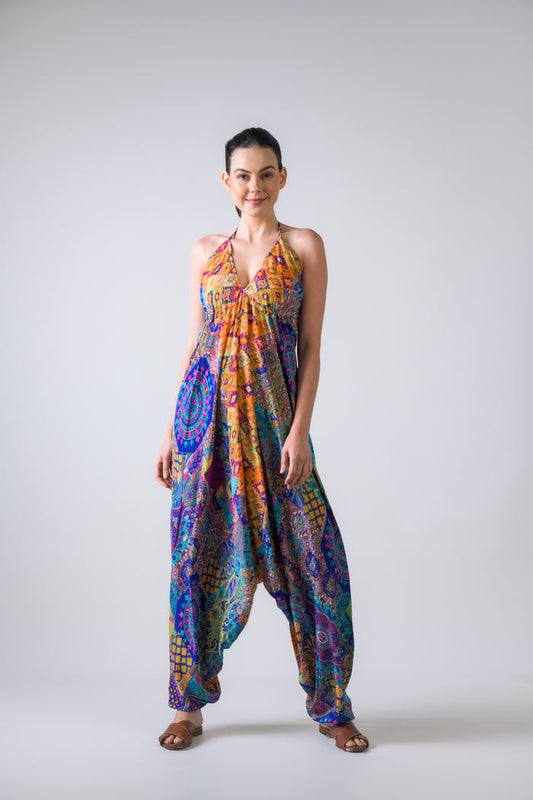 Rhea Boho Print Harem Jumpsuit Assorted / One Size