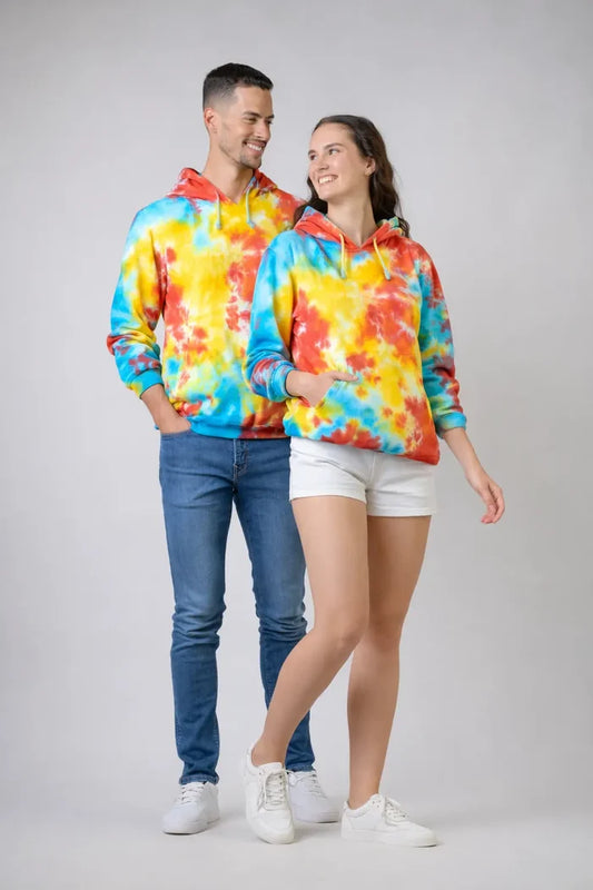 Rhea Paint Pattern Cotton Tie-Dye Hoodie