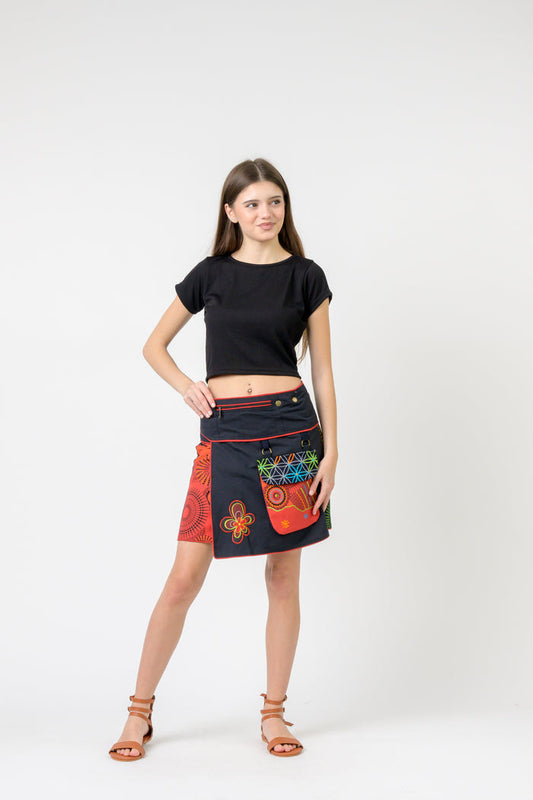Rhea Pattern Print Pocket Skirt