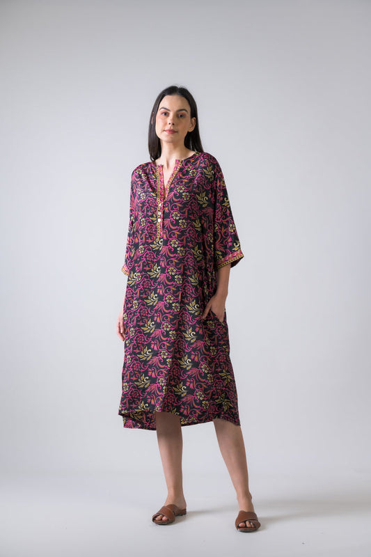 Rhea Pattern Print Short Dress Sea Green / One Size