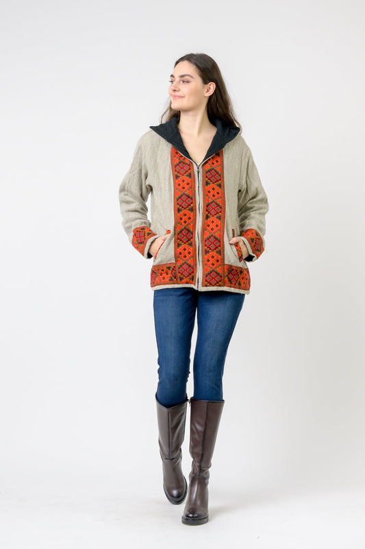 Rhea Solid Jacket With Patterned Hem (Assorted)