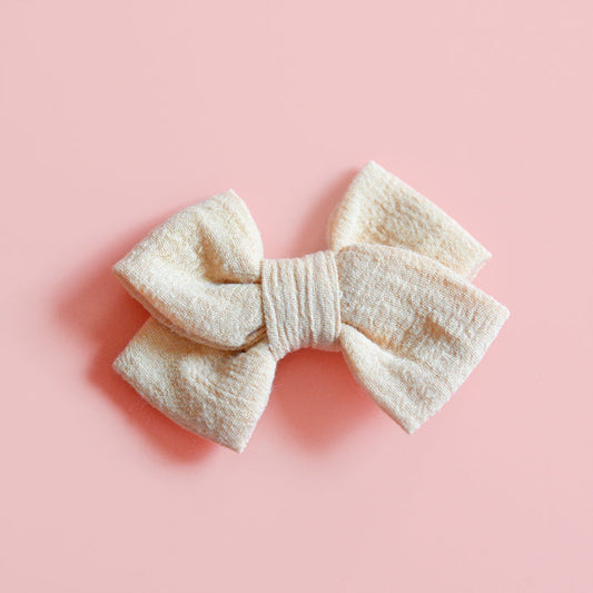 beige bow hair clip, baby girl neutral headband