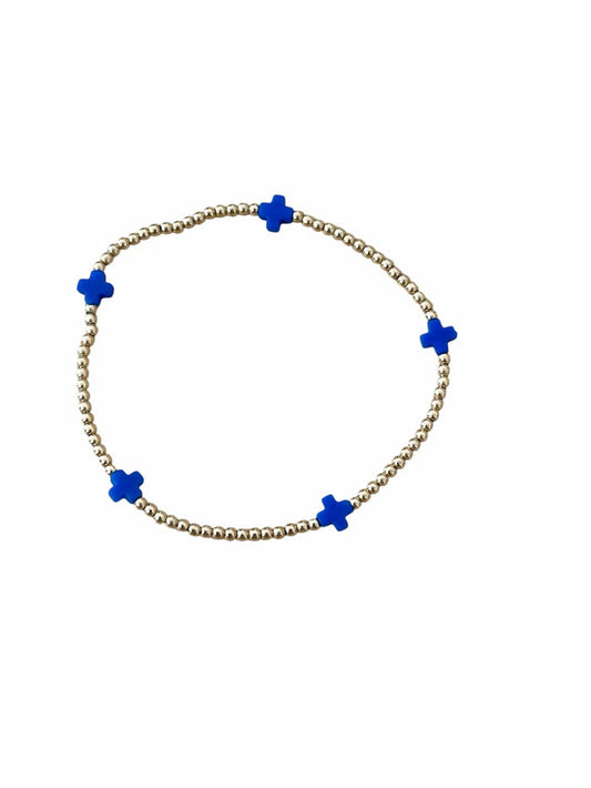 Signature Cross 2mm Gold Pattern - Cobalt by eNewton e.newton Designs BRACELET