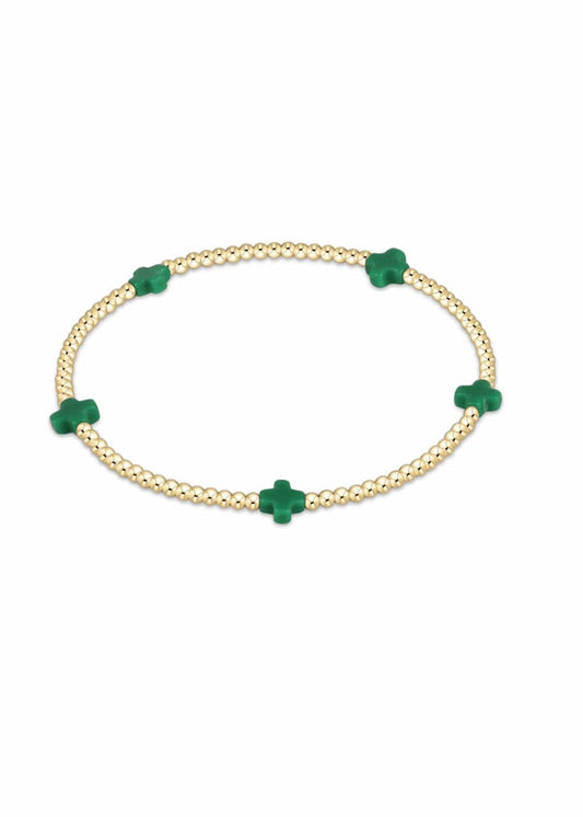 Signature Cross 2mm Gold Pattern - Emerald by eNewton e.newton Designs BRACELET