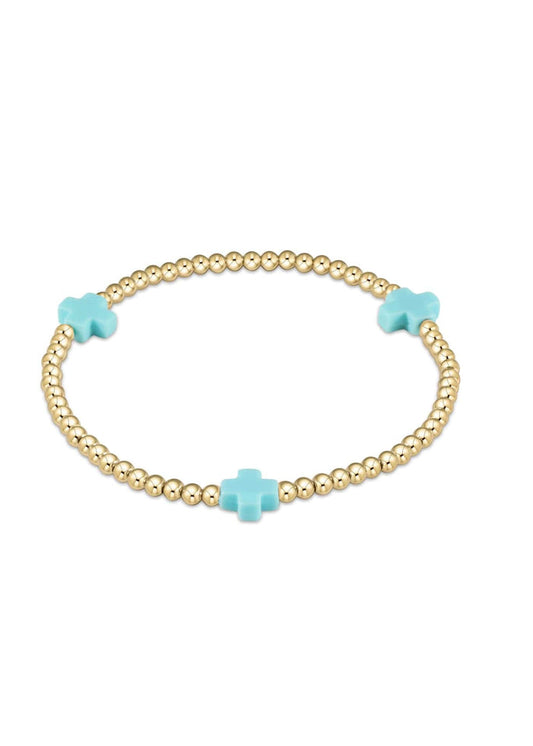 Signature Cross 3mm Gold Pattern - Turquoise by ENEWTON e.newton Designs BRACELET
