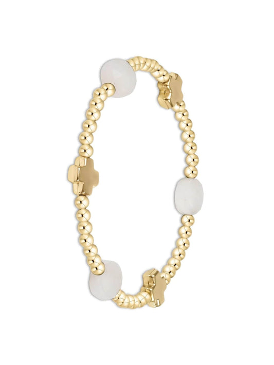 Signature Cross Admire Gold Pattern 3mm Bead Bracelet Moonstone e.newton Designs BRACELET