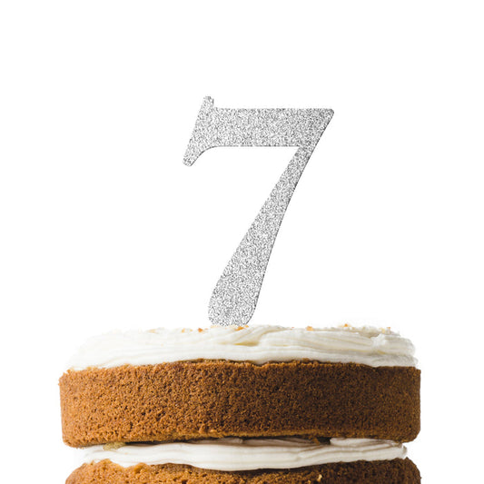 Silver Glitter Number 7 Cake Topper