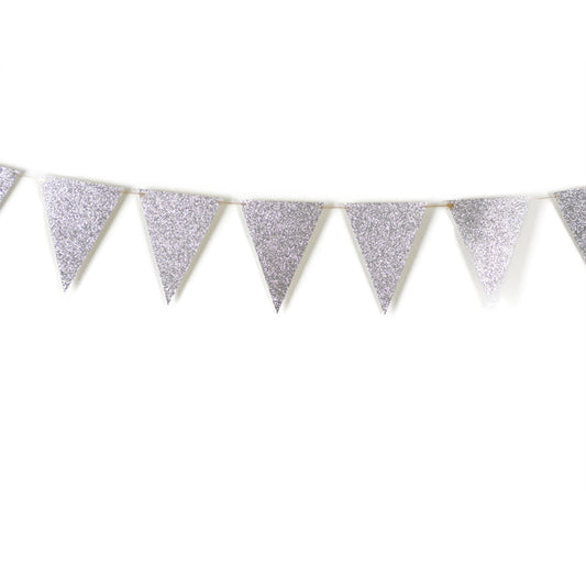 Silver Glitter Pennant Banner