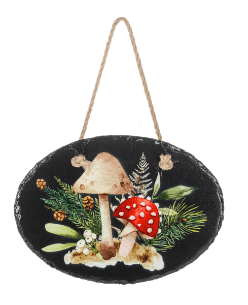 Slate Mushroom Hanging Ganz Wall art small red