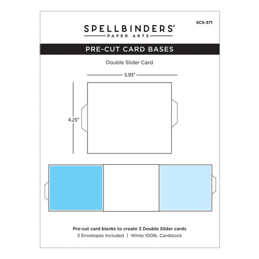 Spellbinders Kinetic Card Blanks Double Slider. Create interactive cards that surprise and delight. Available at Embellish Away in Bowmanville Ontario Canada.