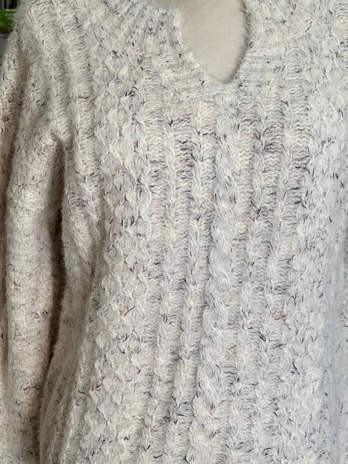Sweater with Notch Neck & Flex Yarn by Charlie B Charlie B Casual Top