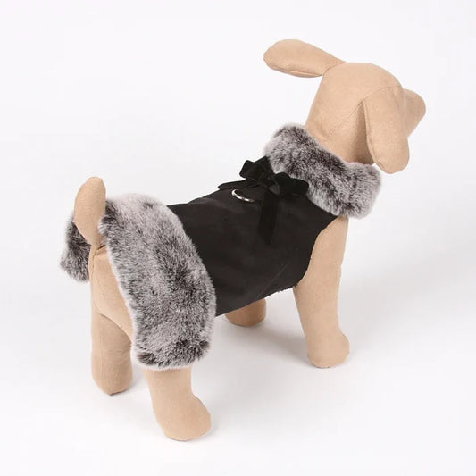 Velvet Bow Silver Tipped Faux-Fur Dog Coat